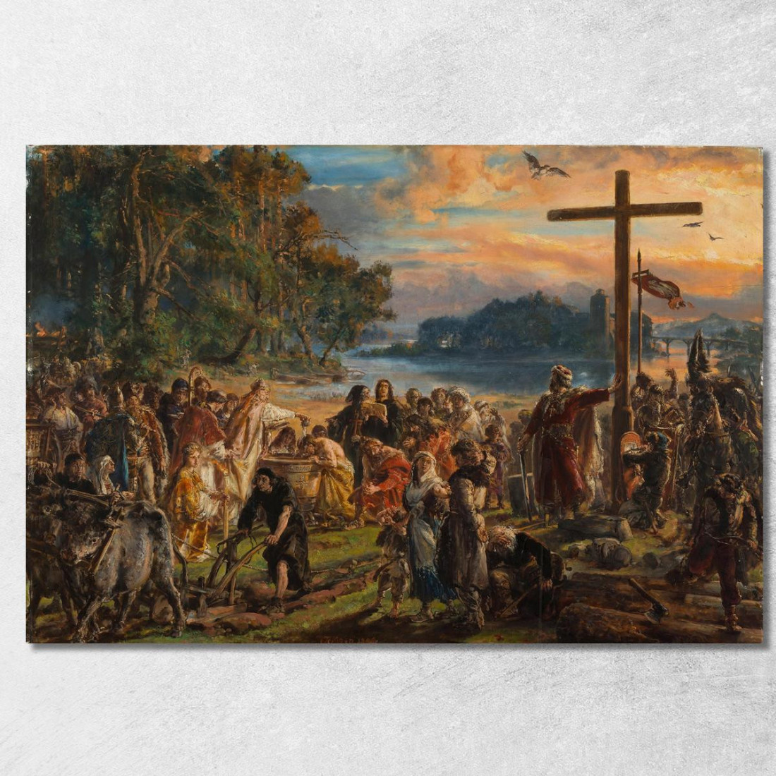 Adozione Del Cristianesimo 965 D.C. Dalla Serie Storia Della Civiltà In Polonia Jan Matejko jmt70 quadro stampato su tela