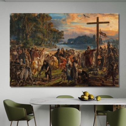 Adozione Del Cristianesimo 965 D.C. Dalla Serie Storia Della Civiltà In Polonia Jan Matejko jmt70 quadro stampato su tela