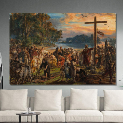 Adozione Del Cristianesimo 965 D.C. Dalla Serie Storia Della Civiltà In Polonia Jan Matejko jmt70 quadro stampato su tela