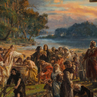 Adozione Del Cristianesimo 965 D.C. Dalla Serie Storia Della Civiltà In Polonia Jan Matejko jmt70 quadro stampato su tela