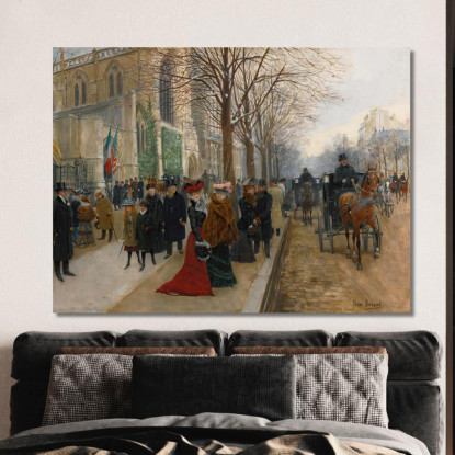 Dopo La Funzione Presso La Chiesa Della Santissima Trinità Natale 1890 Jean Béraud jbr2 quadro stampato su tela
