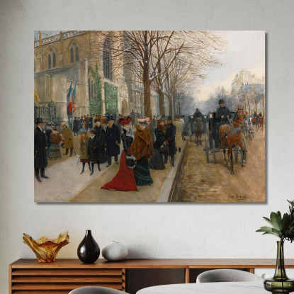 Dopo La Funzione Presso La Chiesa Della Santissima Trinità Natale 1890 Jean Béraud jbr2 quadro stampato su tela