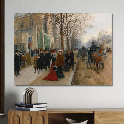 Dopo La Funzione Presso La Chiesa Della Santissima Trinità Natale 1890 Jean Béraud jbr2 quadro stampato su tela
