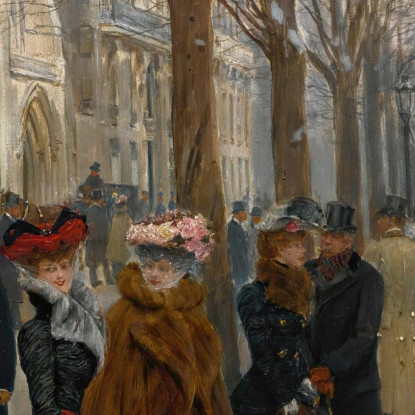 Dopo La Funzione Presso La Chiesa Della Santissima Trinità Natale 1890 Jean Béraud jbr2 quadro stampato su tela