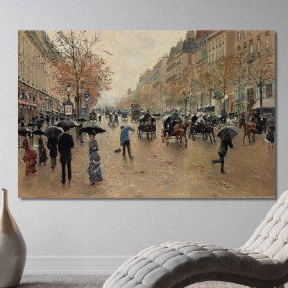 Boulevard Poissonnière In Autunno Jean Béraud jbr8 quadro stampato su tela