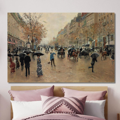Boulevard Poissonnière In Autunno Jean Béraud jbr8 quadro stampato su tela
