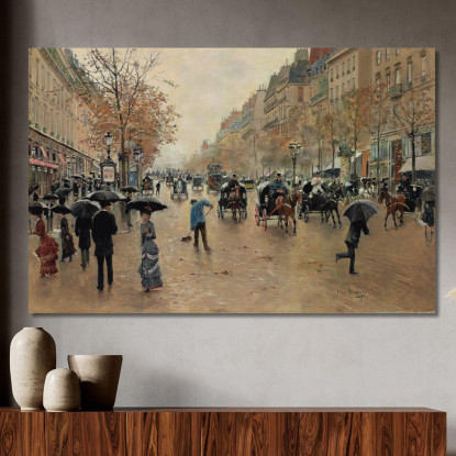 Boulevard Poissonnière In Autunno Jean Béraud jbr8 quadro stampato su tela