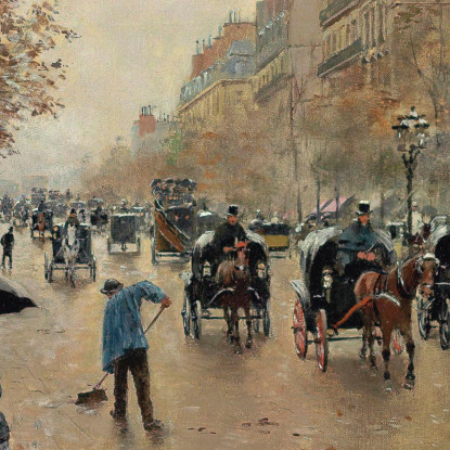 Boulevard Poissonnière In Autunno Jean Béraud jbr8 quadro stampato su tela