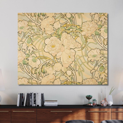Peonie 1898 Alphonse Mucha amu91 quadro stampato su tela