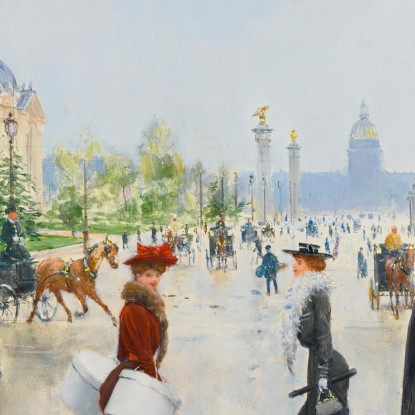 Tra Il Petit E Il Grand Palais Avenue Alexandre-Iii Jean Béraud jbr20 quadro stampato su tela