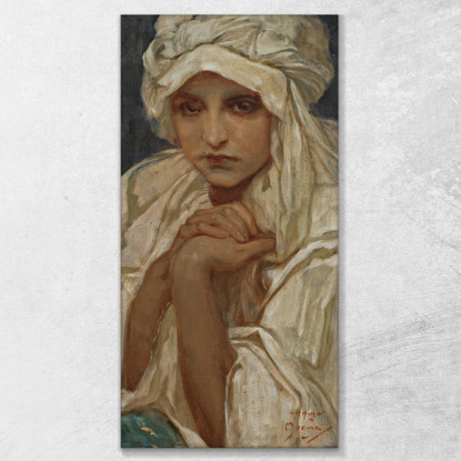 Ritratto Di Una Ragazza Alphonse Mucha amu92 quadro stampato su tela