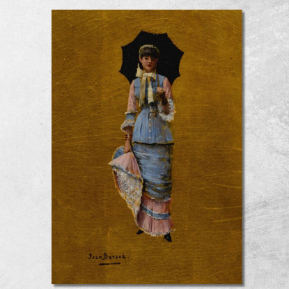 Giovane Donna Con Ombrellone Jean Béraud jbr27 quadro stampato su tela