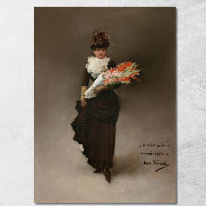 Giovane Donna Con Mazzo Di Fiori Jean Béraud jbr28 quadro stampato su tela