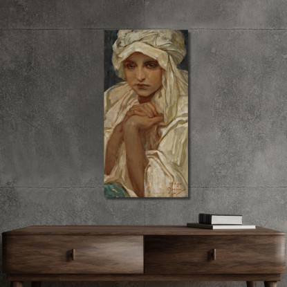 Ritratto Di Una Ragazza Alphonse Mucha amu92 quadro stampato su tela