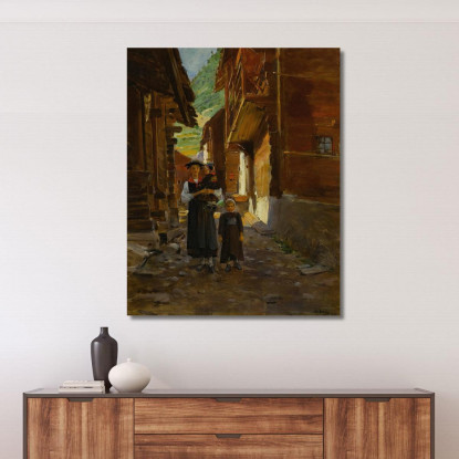 Giovane Donna E Bambini In Un Paesaggio Montano Jean Béraud jbr30 quadro stampato su tela