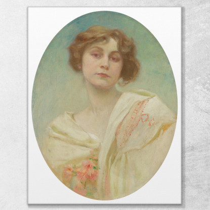 Ritratto Di Giovane Donna In Costume Popolare Alphonse Mucha amu93 quadro stampato su tela