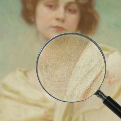 Ritratto Di Giovane Donna In Costume Popolare Alphonse Mucha amu93 quadro stampato su tela