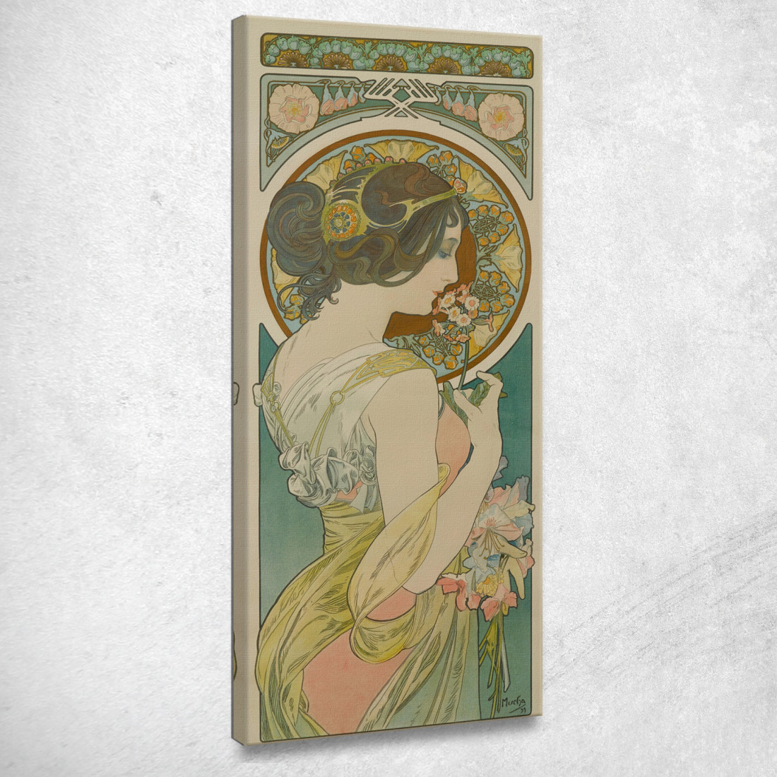 Primula Alphonse Mucha amu95 quadro stampato su tela