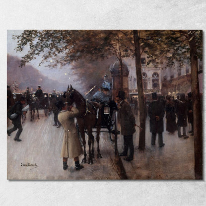 Boulevard Des Capucines La Sera Davanti Al Café Napolitain Jean Béraud jbr49 quadro stampato su tela