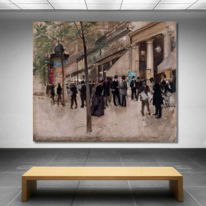 Boulevard Montmartre Davanti Al Théâtre Des Variétés Nel Pomeriggio Jean Béraud jbr50 quadro stampato su tela