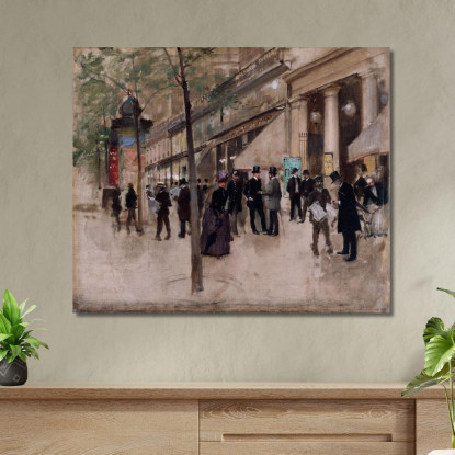 Boulevard Montmartre Davanti Al Théâtre Des Variétés Nel Pomeriggio Jean Béraud jbr50 quadro stampato su tela