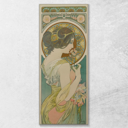 Primula Alphonse Mucha amu95 quadro stampato su tela