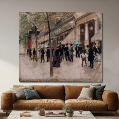 Boulevard Montmartre Davanti Al Théâtre Des Variétés Nel Pomeriggio Jean Béraud jbr50 quadro stampato su tela