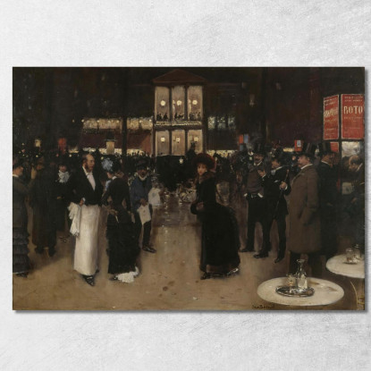 Boulevard Montmartre Di Notte Davanti Al Théâtre Des Variétés Jean Béraud jbr51 quadro stampato su tela