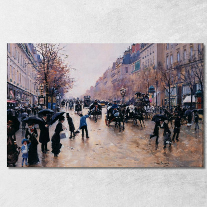 Boulevard Poissonière Sotto La Pioggia Jean Béraud jbr52 quadro stampato su tela