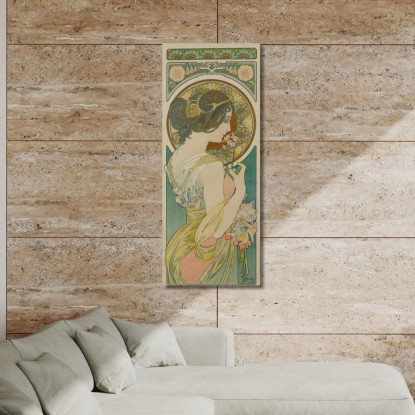 Primula Alphonse Mucha amu95 quadro stampato su tela