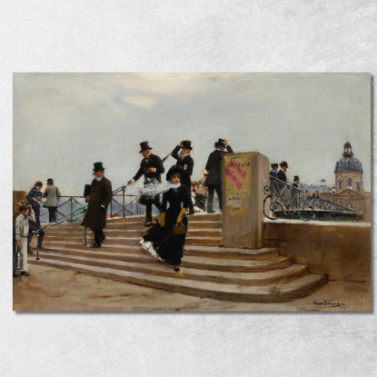 Il Pont Des Arts Dal Vento Forte Jean Béraud jbr62 quadro stampato su tela