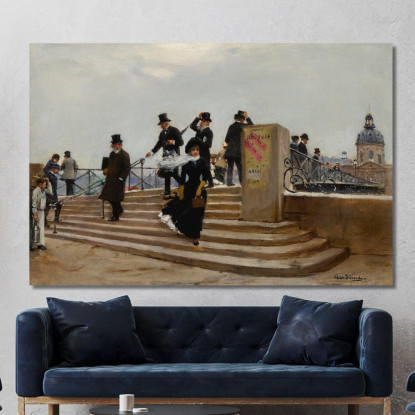 Il Pont Des Arts Dal Vento Forte Jean Béraud jbr62 quadro stampato su tela