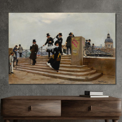 Il Pont Des Arts Dal Vento Forte Jean Béraud jbr62 quadro stampato su tela