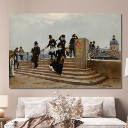 Il Pont Des Arts Dal Vento Forte Jean Béraud jbr62 quadro stampato su tela