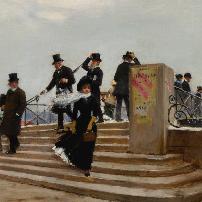 Il Pont Des Arts Dal Vento Forte Jean Béraud jbr62 quadro stampato su tela