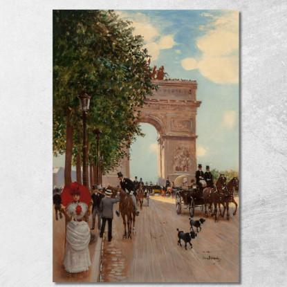 L'Arco Di Trionfo Agli Champs-Elysées Jean Béraud jbr75 quadro stampato su tela