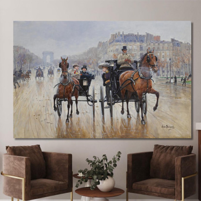 Rotonda 2 Degli Champs-Élysées Jean Béraud jbr89 quadro stampato su tela