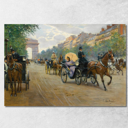 Scena Sugli Champs-Élysées Jean Béraud jbr94 quadro stampato su tela