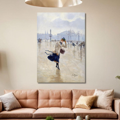 Giornata Ventosa Place De La Concorde Jean Béraud jbr105 quadro stampato su tela