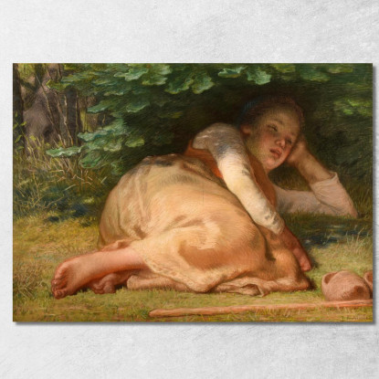 Pastorella Che Dorme All'Ombra Di Una Quercia Jean-François Millet jfm8 quadro stampato su tela