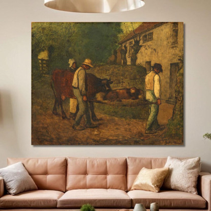 Iniziato Il Processo Di Portare A Casa Il Vitello Nato Nei Campi Jean-François Millet jfm10 quadro stampato su tela