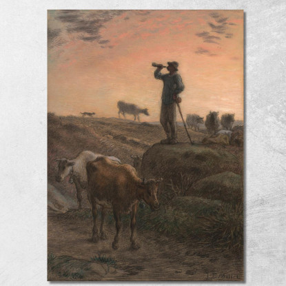 Chiamare A Casa Le Mucche Jean-François Millet jfm11 quadro stampato su tela