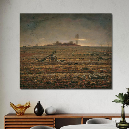 La Pianura Di Chailly Con Erpice E Aratro Jean-François Millet jfm13 quadro stampato su tela