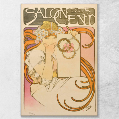 Salon Des Cent 2 Alphonse Mucha amu104 quadro stampato su tela