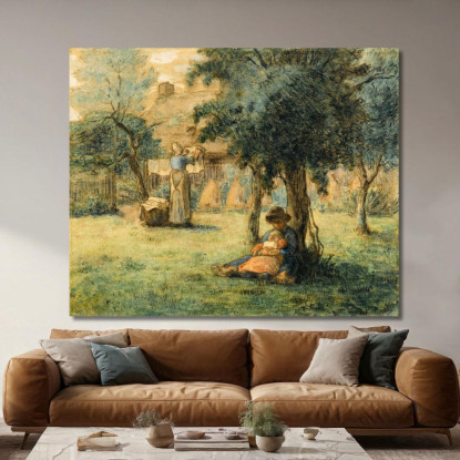 Donna Che Stende Il Bucato Jean-François Millet jfm16 quadro stampato su tela