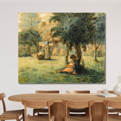 Donna Che Stende Il Bucato Jean-François Millet jfm16 quadro stampato su tela