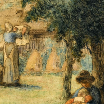 Donna Che Stende Il Bucato Jean-François Millet jfm16 quadro stampato su tela