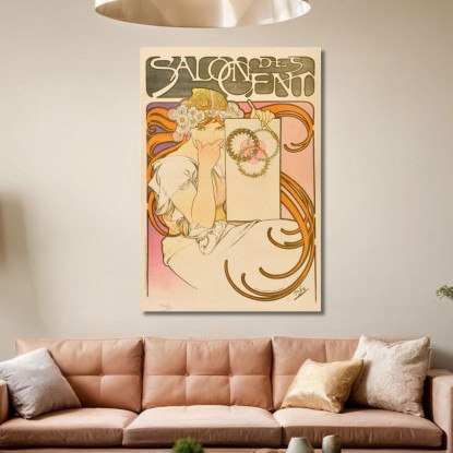 Salon Des Cent 2 Alphonse Mucha amu104 quadro stampato su tela