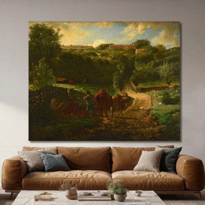 Hameau Cugino A Gréville Jean-François Millet jfm21 quadro stampato su tela