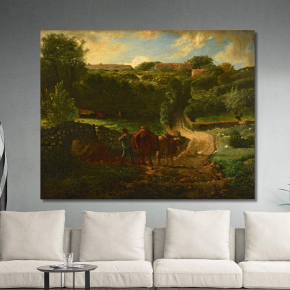 Hameau Cugino A Gréville Jean-François Millet jfm21 quadro stampato su tela